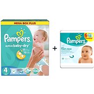 Pampers set ActiveBaby MAXI 7-14 kg size 4 + gift lamb Shaun - Toiletry Set