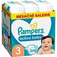 PAMPERS Active Baby veľkosť 3 Midi (208 ks) – mesačné balenie - Jednorazové plienky