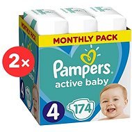 PAMPERS Active Baby-Dry, mérete 4 Maxi (2× 174 db) – 2 hónapra elegendő kiszerelés - Pelenka