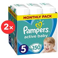 PAMPERS Active Baby size 5 Junior (2×150 pcs) - 2 months pack - Disposable Nappies
