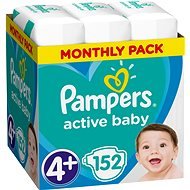 PAMPERS Active Baby vel. 4+ Maxi (152 ks) – měsíční balení - Jednorázové pleny