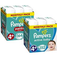 PAMPERS Pants Maxi + size 4+ (164 pcs) + PAMPERS Active Baby size 4+ Maxi (152 pcs) - Baby Nappies