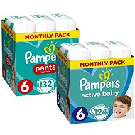 PAMPERS Pants size 6 (132 pcs) + PAMPERS Active Baby size 6 Extra Large (124 pcs) - Baby Nappies