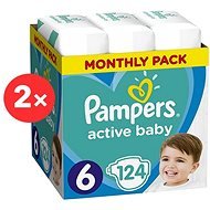 PAMPERS Active Baby veľ. 6 Extra Large (2× 124 ks) – dvojmesačné balenie - Detské plienky