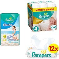 PAMPERS Premium Care size 4 Maxi (168 pcs), PAMPERS Splashers size 4 (8-14 kg) 11 pcs, PAMPERS Sensiti - Children's Kit