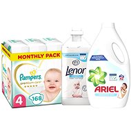 PAMPERS Premium Care size 4 Maxi + LENOR Sensitive 1,8 l + ARIEL Sensitive 2,310 l - Baby Nappies