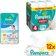 PAMPERS Splashers size 4 (8-14 kg) 11 pcs, PAMPERS Pants size 4 (9-15 kg) 176 pcs, PAMPERS Sensitive - Children's Kit