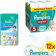 PAMPERS Pants size 5 (12-17 kg) 152 pcs + PAMPERS Splashers size 5 (12-18 kg) 10 pcs + PAMPERS Sensiti - Children's Kit