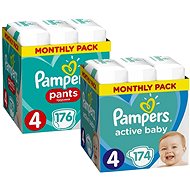 PAMPERS Pants size 4 (176 pcs) + PAMPERS Active Baby size 4 Maxi (174 pcs) - Baby Nappies