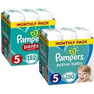 PAMPERS Pants 5-ös méret (152 db) + PAMPERS Active Baby 5-ös méret Junior (150 db) - Eldobható pelenka