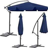 Plonos Folding garden parasol 6 segments dark blue 350 cm - Sun Umbrella