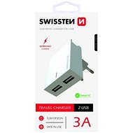 Swissten Travel Adapter Dual Smart IC 3A, White - Travel Adapter
