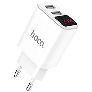 HOCO C63A Travel Adapter Dual 2.1A with LED Display, white - Travel Adapter