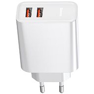 Baseus Travel Adapter with Dual 5A Fast Charging Function, White - Travel Adapter