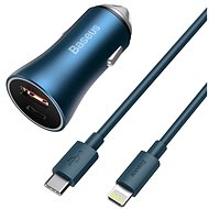 Baseus Golden Contactor Pro 40W Fast Car Charger for iPhone including Data Cable - Car Charger