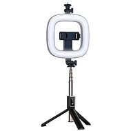 TopQ Ring Light P40D-1 Bluetooth Selfie Stick with LED Light, Black - Selfie Stick