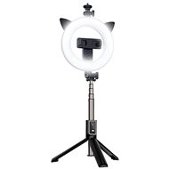 TopQ Ring Light P40D-3 Bluetooth Selfie Stick with LED Light, Black - Selfie Stick