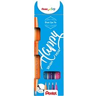PENTEL Brush Sign Pen SES15-4Col/Happy - Set of 4 Colours - Marker
