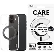 PanzerGlass CARE cover Apple iPhone 16 MagSafe KickStand clear/black + warranty against yellowing - Phone Cover