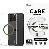 PanzerGlass CARE cover Apple iPhone 16 Pro Max MagSafe Combat clear/green + warranty against yellowi - Phone Cover
