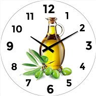 Nástenné sklenené hodiny Olivový olej (1) – 34 cm - Nástenné hodiny