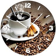 Nástenné sklenené hodiny Káva a škorica – 34 cm - Nástenné hodiny