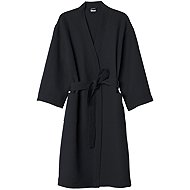 Vizzy cotton waffle-weave bathrobe, size S, black - Bathrobe