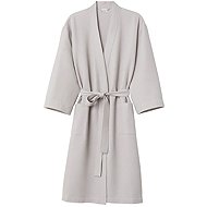 Vizzy cotton waffle-weave bathrobe, size XL, grey - Bathrobe
