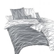 Dadka crepe Waves white/dark grey DUO 140 × 200, 70 × 90 cm - Bed Linen