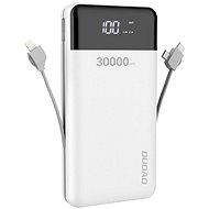 Dudao K1Max 30000mAh, 2 × USB + kabel Lightning / USB-C / Micro USB, bílý - Powerbanka
