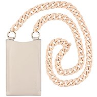 FIXED Venezia genuine cow leather with beige chain for mobile phones up to 7" cream - Phone Case