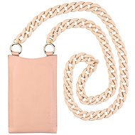 FIXED Venezia genuine cow leather with beige chain for mobile phones up to 7" pink - Phone Case