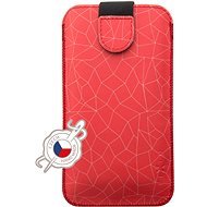 FIXED Soft Slim Cover aus PU-Leder mit Verschluss - Größe 6XL+ - Motiv: Red Mesh - Handyhülle