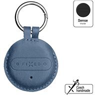 FIXED Sense with blue leather case and carabiner - Bluetooth Chip Tracker