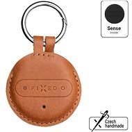 FIXED Sense with brown leather case and carabiner - Bluetooth Chip Tracker