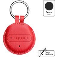 FIXED Sense with red leather case and carabiner - Bluetooth Chip Tracker