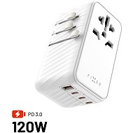 FIXED Voyager Travel GaN PD 120W for EU UK and USA/AUS with 3xUSB-C and 1xUSB white - Travel Adapter