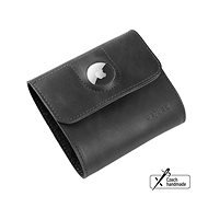 FIXED Classic Wallet for AirTag, valódi marhabőrből, fekete színben - Pénztárca