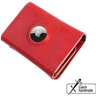 FIXED Tripple Wallet für AirTag aus echtem Rindsleder - rot - Portemonnaie