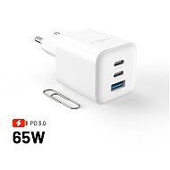 FIXED Mini Gan with 2xUSB-C and USB output and PD support 65W white - Wall Charger