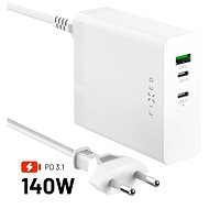 FIXED Charging Station 2xUSB-C-vel és USB-kimenettel, PD 3.1 támogatás, 140 W, fehér töltőfej - Töltő adapter