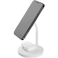 FIXED MagStand 2in1 mit MagSafe 15W+5W weiß - MagSafe kabelloses Ladegerät