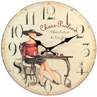 Bino Nástěnné hodiny Dáma v červeném - Wall Clock