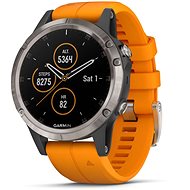Garmin Fenix 5 Plus Sapphire Titanium Orange Band - Smart Watch