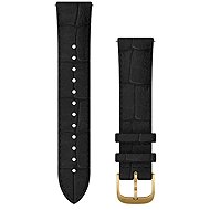 Garmin Quick Release (20 mm) Leather, Black Embossed - 24K Gold PVD - Watch Strap