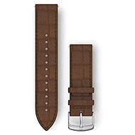 Garmin Quick Release (20 mm) Leather, Dark Brown Embossed - Silver - Watch Strap