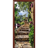 Predator Q1 Self-adhesive 2D wallpaper for door, garden with stone path - Self-Adhesive Wallpaper