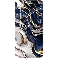 Predator Q1 Wall clock with abstract marble pattern and gold details, 58 cm × 29 cm - Wall Clock