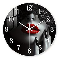 Predator Q1 Wall clock female face with red lips, 30 cm × 30 cm - Wall Clock