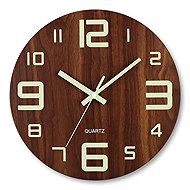 Predator Q1 Wall clock modern, wooden, luminous, 30 cm × 30 cm - Wall Clock